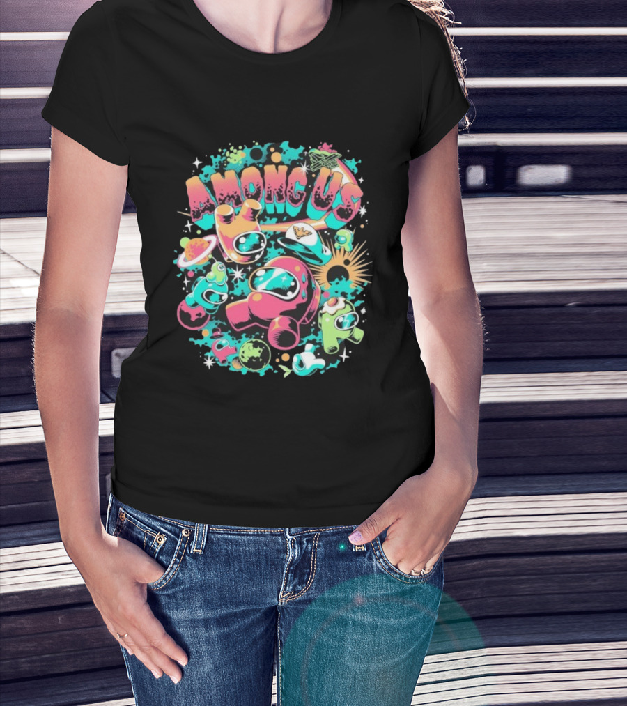 Among Us Ejected Space Crewmates Comic Art Cosmic Adventure T-Shirt