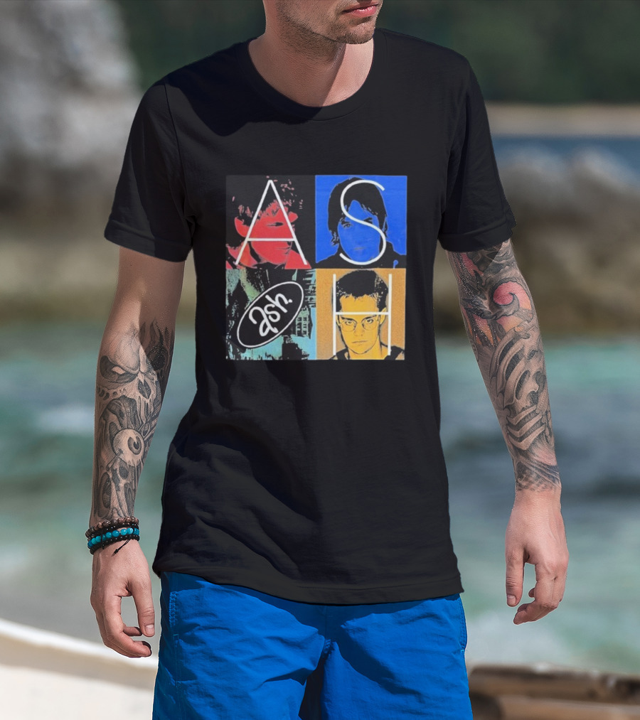 Ash Band Pop Art Style Faces Collage T-Shirt