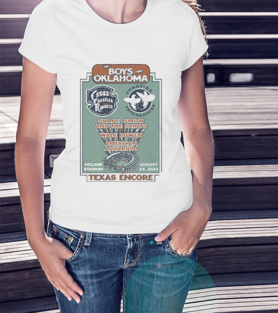 The Boys From Oklahoma Cross Canadian Ragweed Turnpike Troubadours Shane Smith And The Saints Waco McLane Stadium August 23 2025 Texas Encore T-Shirt