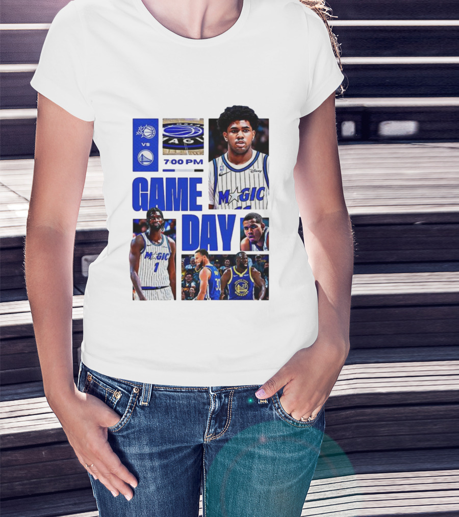 Orlando Magic Vs Golden State Warriors NBA Game Day 2025 7:00 PM T-Shirt
