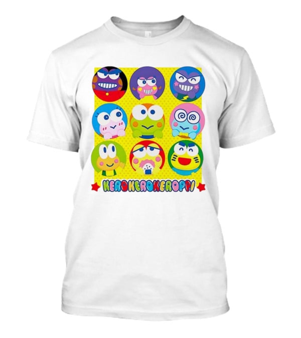 Kerokerokeroppi Colorful Faces Pattern T-Shirt