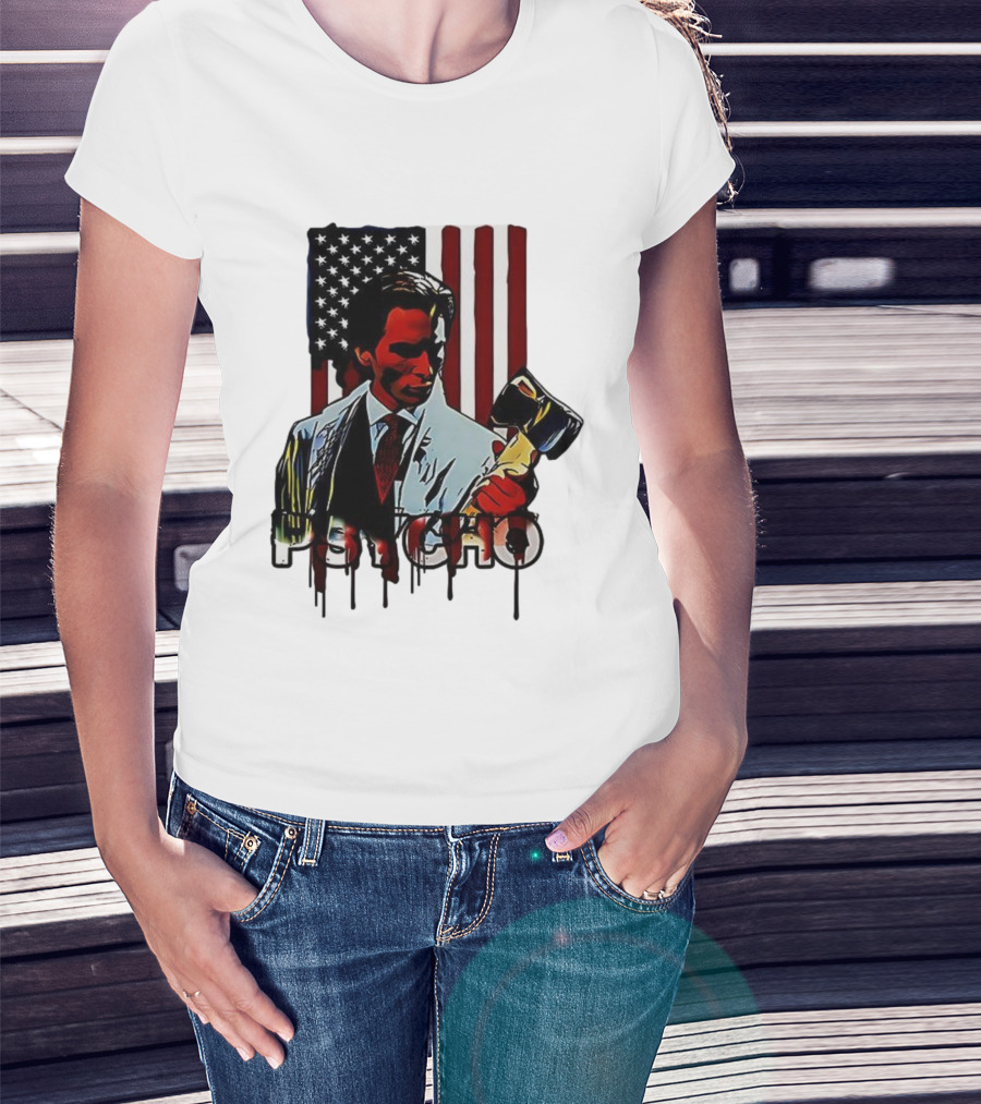 Patrick Bateman Psycho Ax American Flag Iconic Design T-Shirt