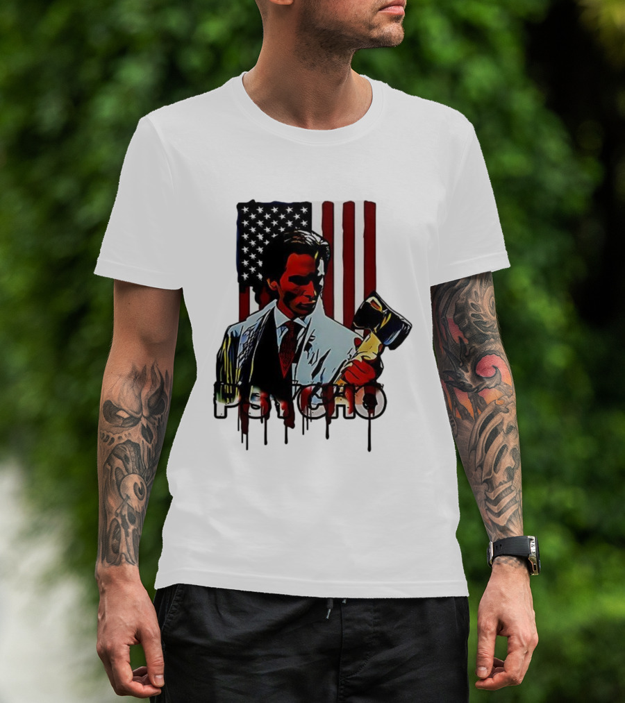 Patrick Bateman Psycho Ax American Flag Iconic Design T-Shirt