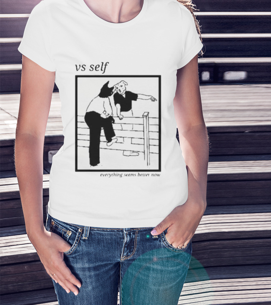 Vs Self Everything Seems Better Now Dog Fence Comic T-Shirt