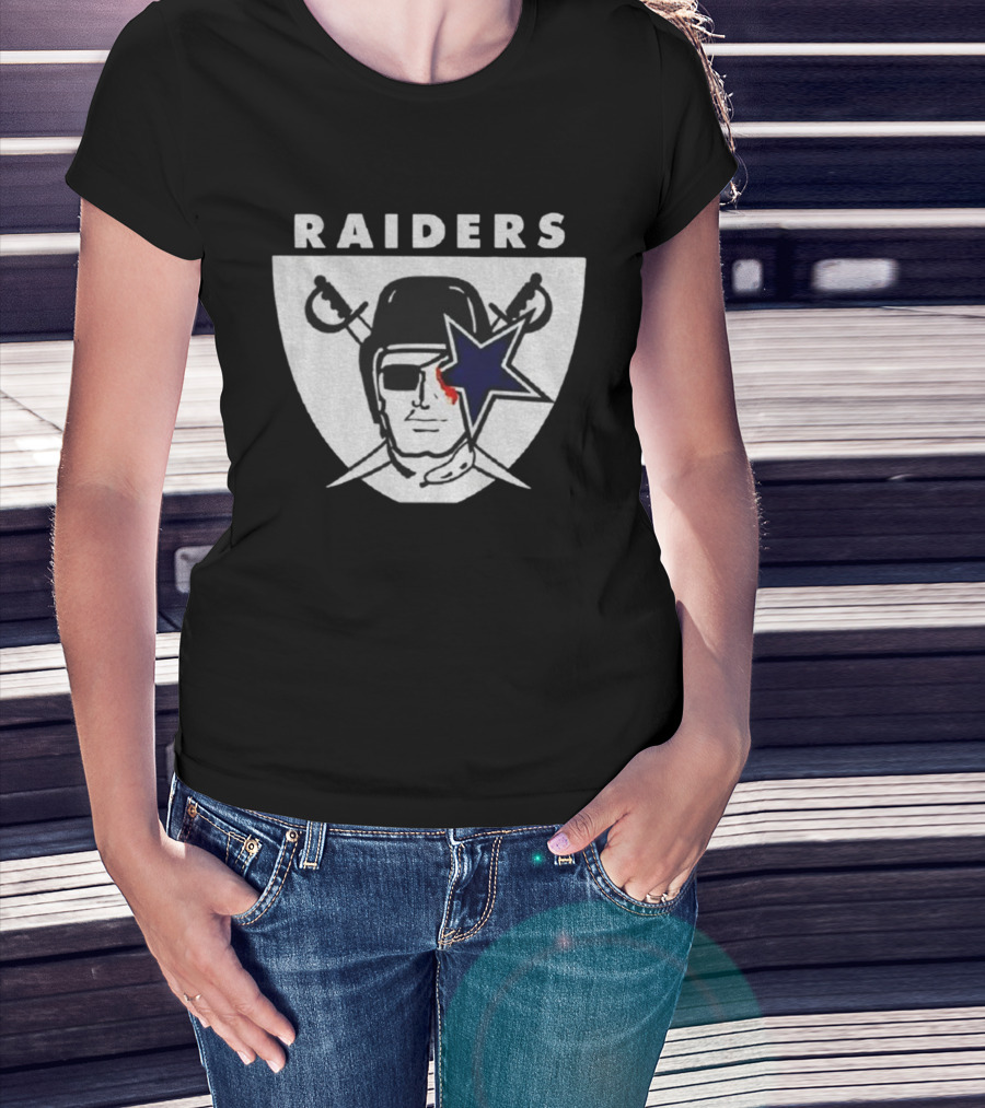 Las Vegas Raiders Dallas Cowboys Bleed Raiders Mashup NFL Logos T-Shirt