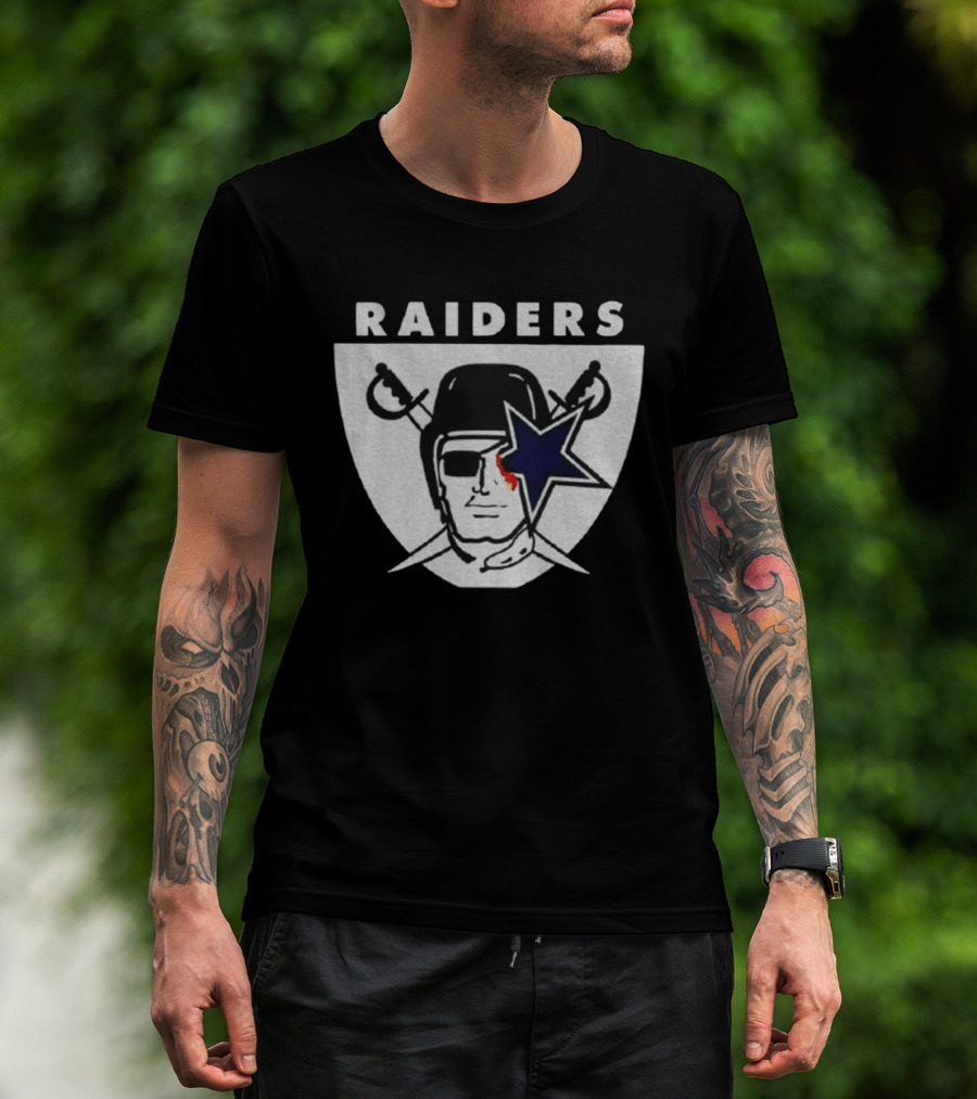 Las Vegas Raiders Dallas Cowboys Bleed Raiders Mashup NFL Logos T-Shirt
