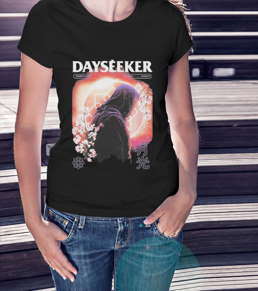 Dayseeker Creature Black Night Cherry Blossom Aesthetic T-Shirt
