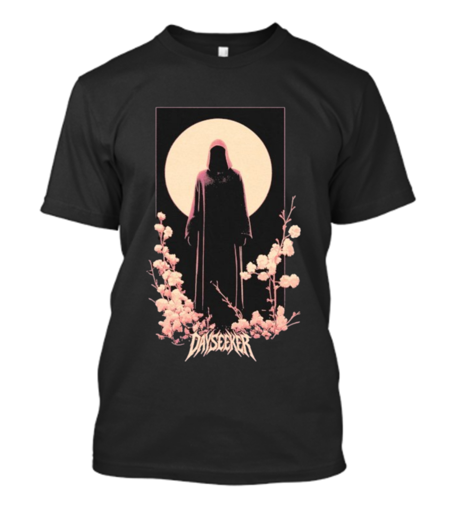 Dayseeker The Living Dead Hooded Figure With Full Moon And Flowers T-Shirt
