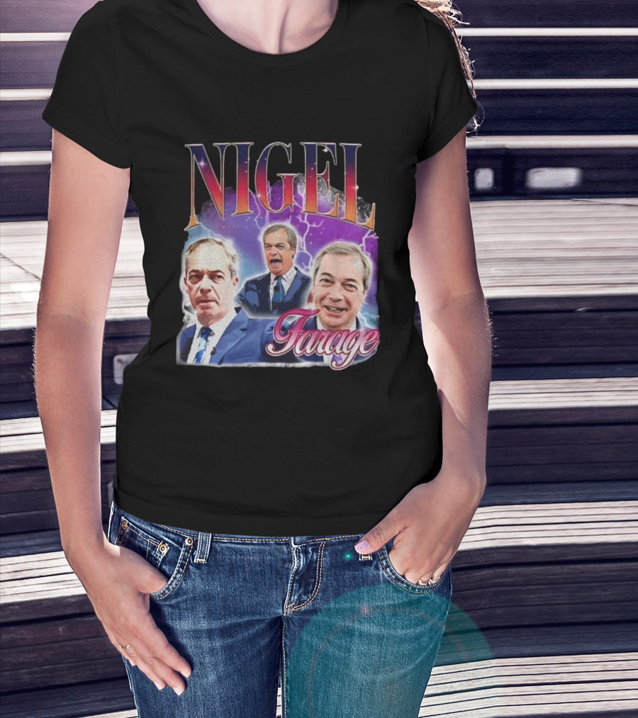 Nigel Farage Lightning Storm Portrait T-Shirt