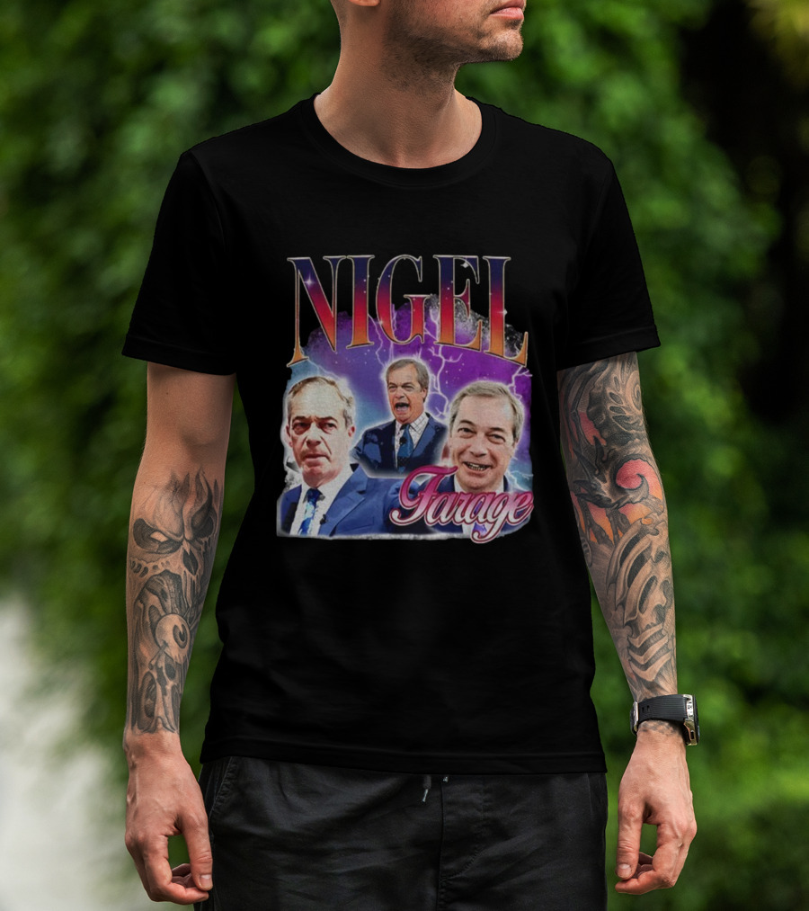 Nigel Farage Lightning Storm Portrait T-Shirt