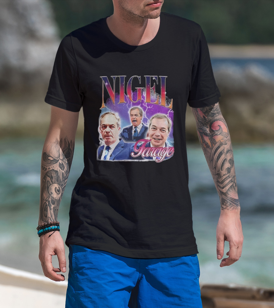 Nigel Farage Lightning Storm Portrait T-Shirt