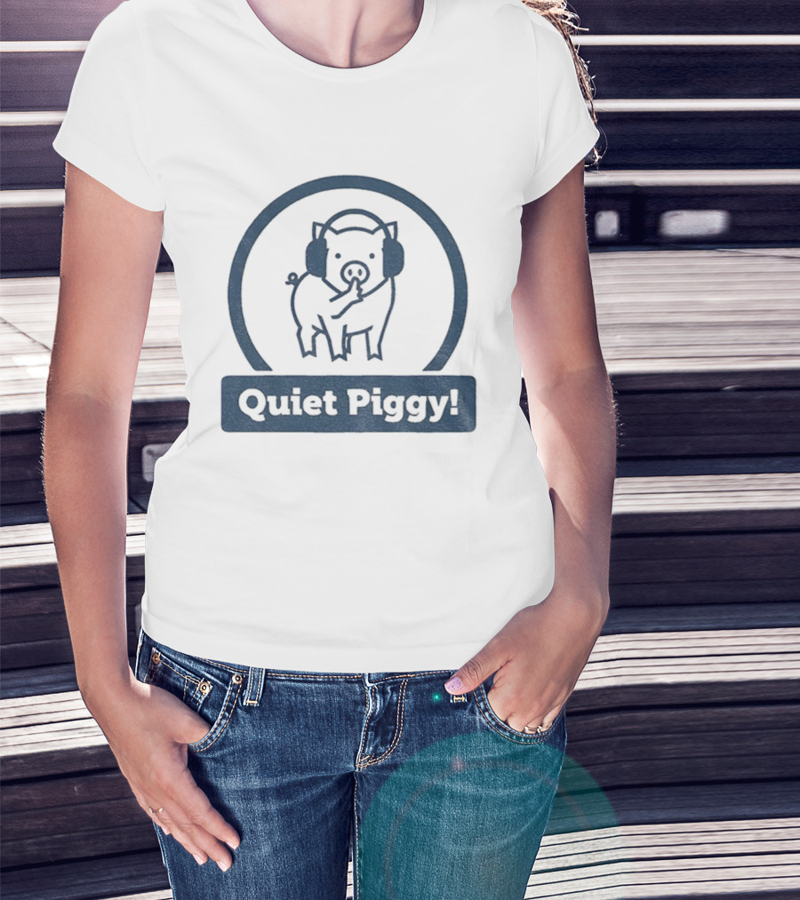 Quiet Piggy Humorous Piglet Illustration T-Shirt