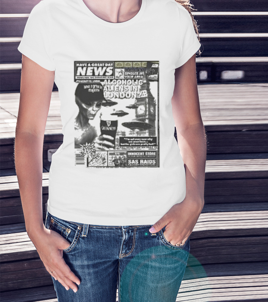 Manchester Call News Alcoholic Alien Stunt London 28 Will Mahony T-Shirt