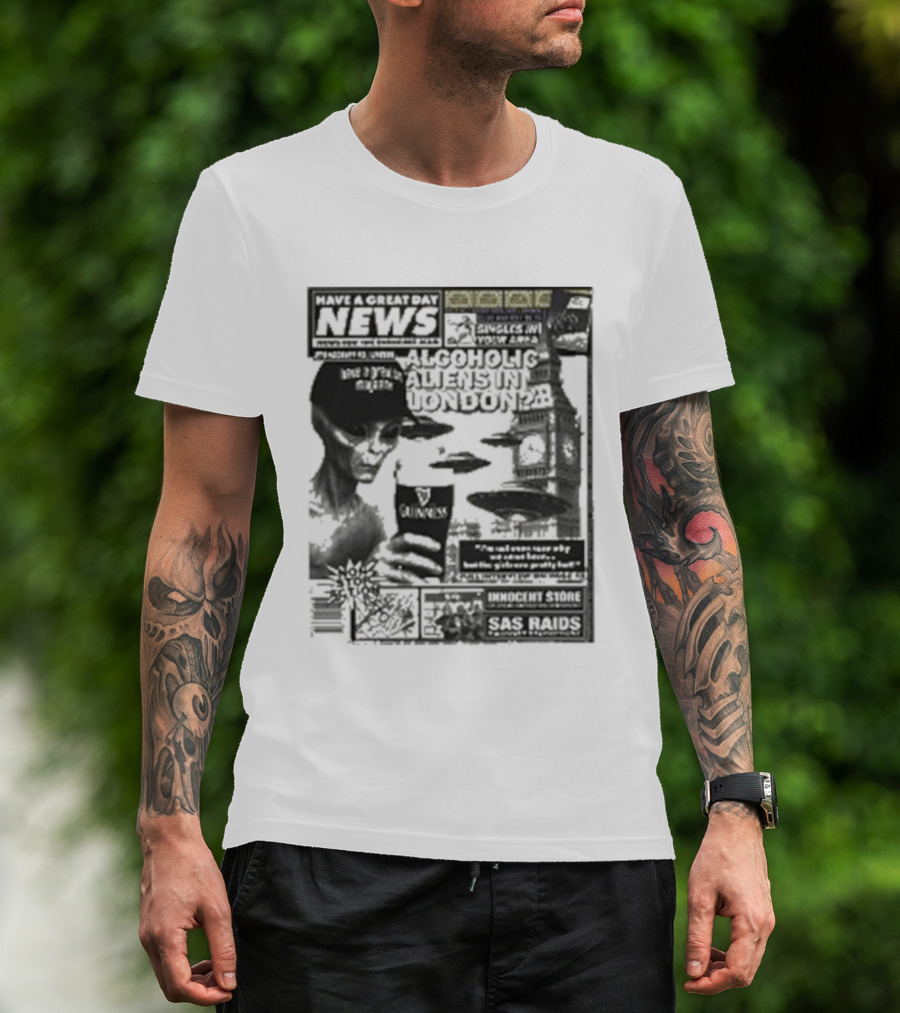 Manchester Call News Alcoholic Alien Stunt London 28 Will Mahony T-Shirt