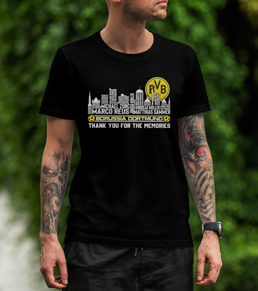 Borussia Dortmund BVB Marco Reus Matthias Sammer Skyline Club Crest Thank You For The Memories T-Shirt