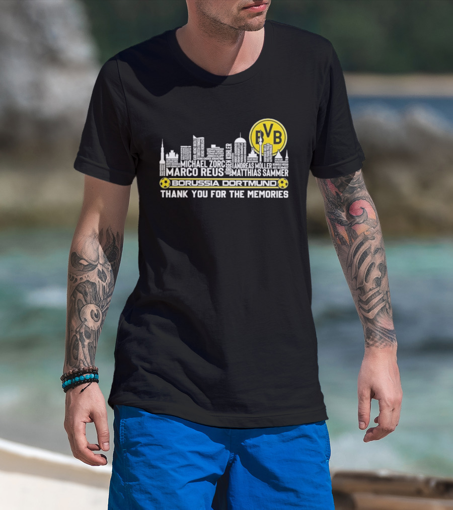 Borussia Dortmund BVB Marco Reus Matthias Sammer Skyline Club Crest Thank You For The Memories T-Shirt