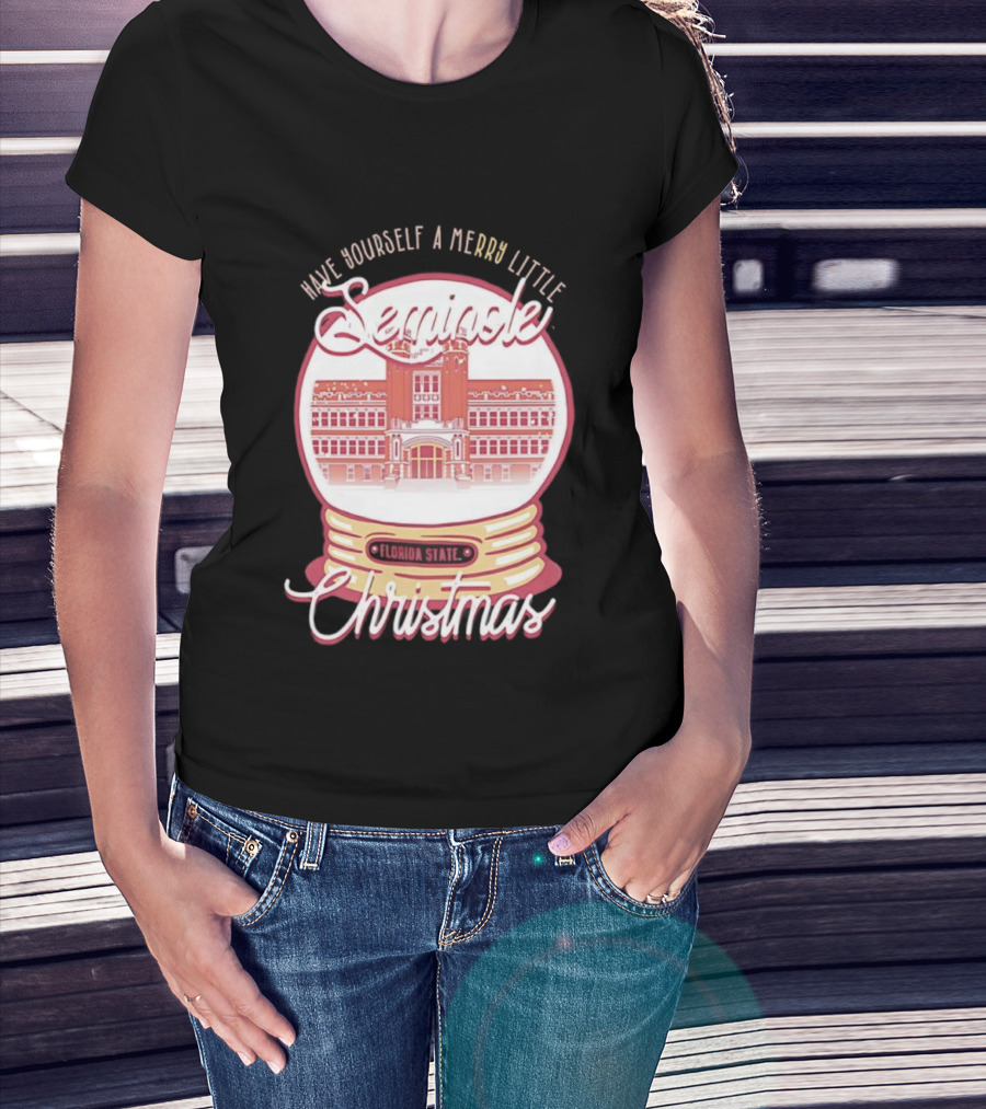Have Yourself A Merry Little Seminole Christmas Florida State Snow Globe T-Shirt