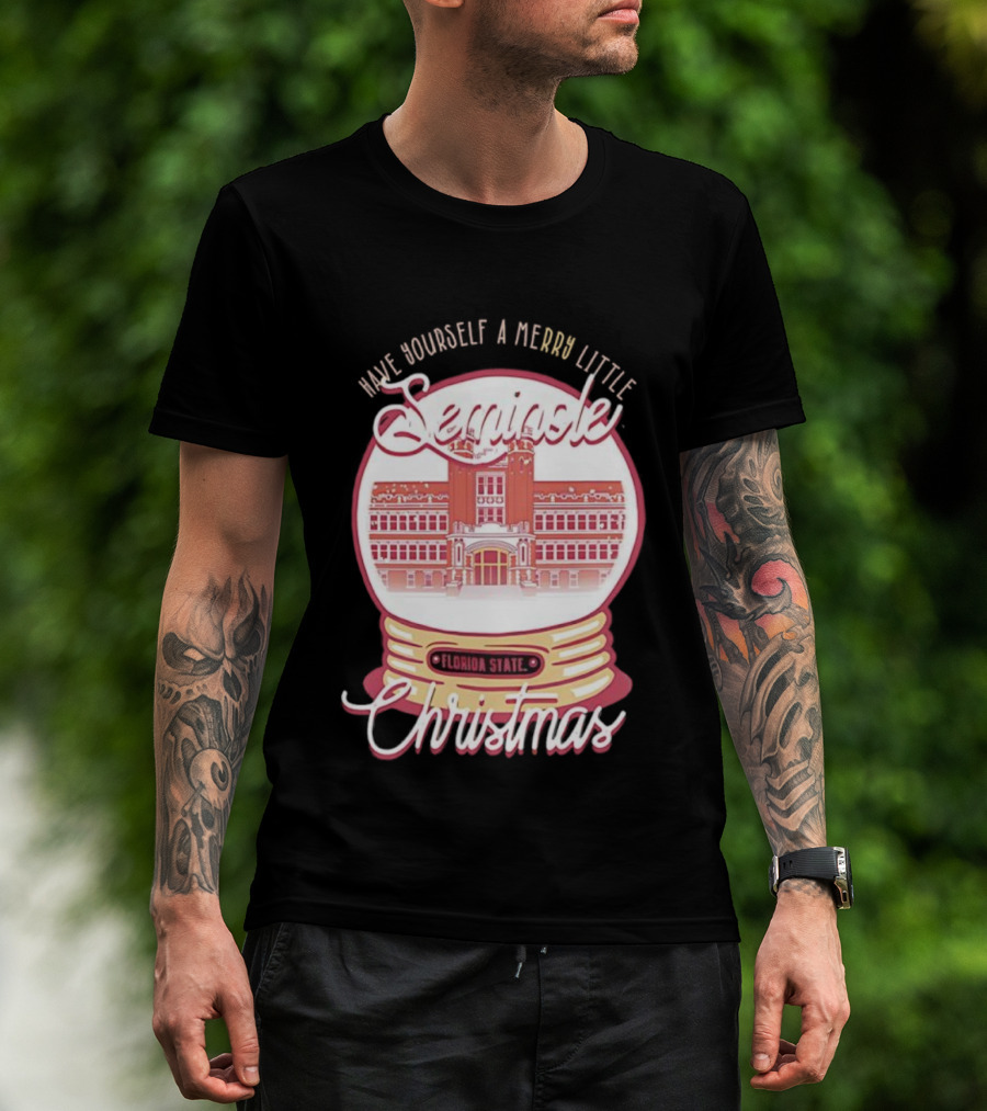 Have Yourself A Merry Little Seminole Christmas Florida State Snow Globe T-Shirt