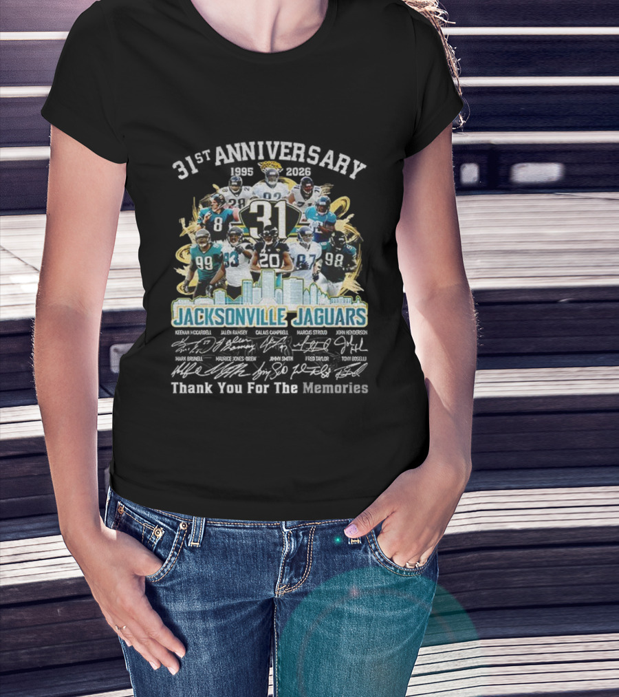Jacksonville Jaguars 31st Anniversary 1995-2026 Thank You For The Memories 31 Players Tribute T-Shirt