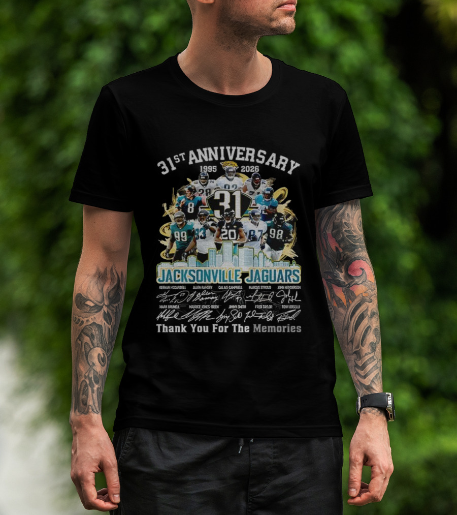Jacksonville Jaguars 31st Anniversary 1995-2026 Thank You For The Memories 31 Players Tribute T-Shirt