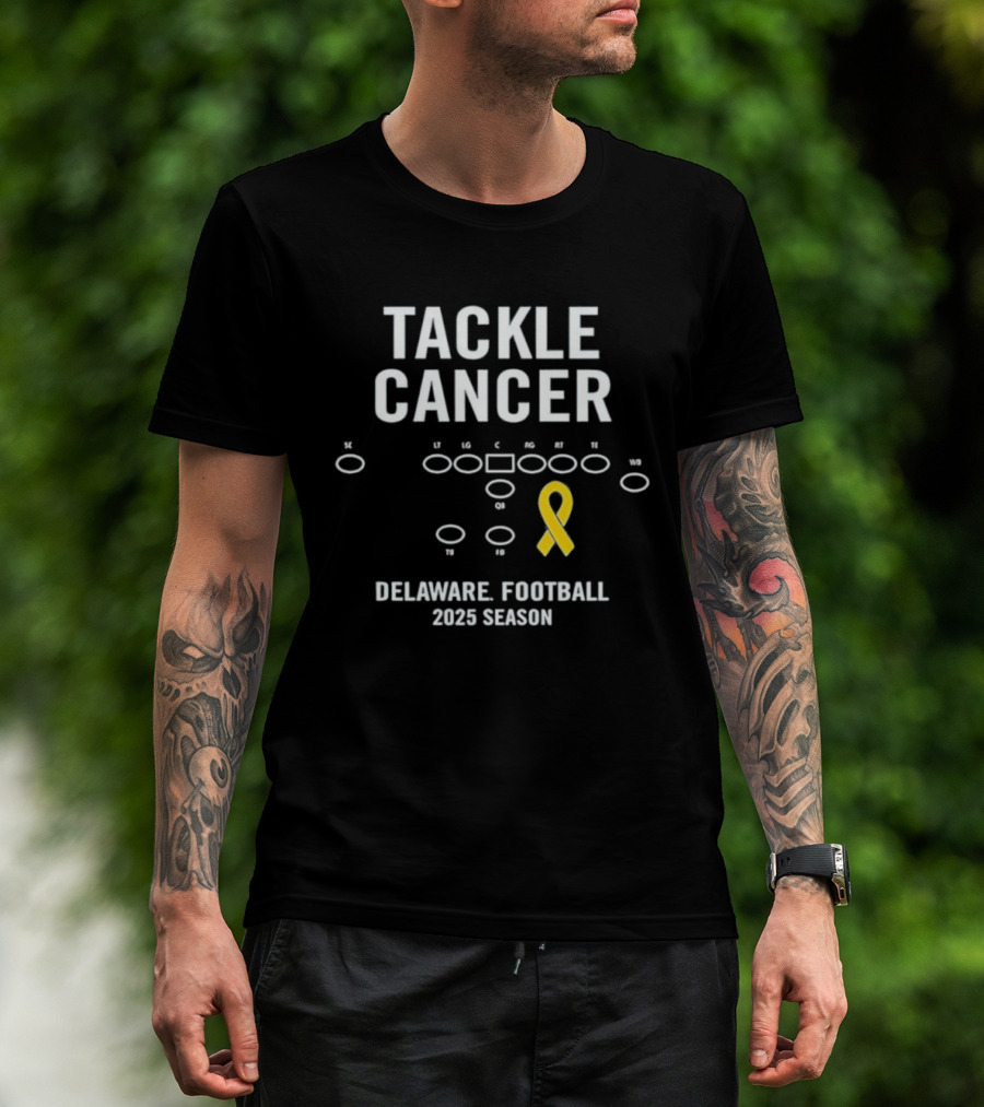 Tackle Cancer Delaware Football 2025 Season Yellow Ribbon T-Shirt
