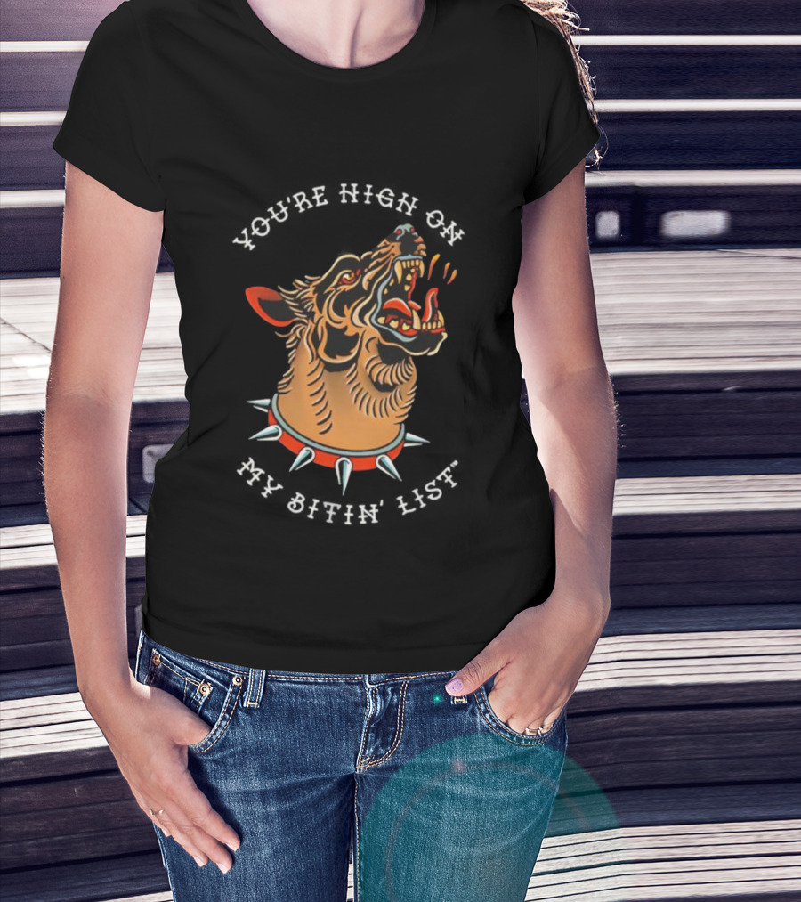 Tyler Childers High On My Bitin’ List Dog With Spiked Collar Retro Style T-Shirt