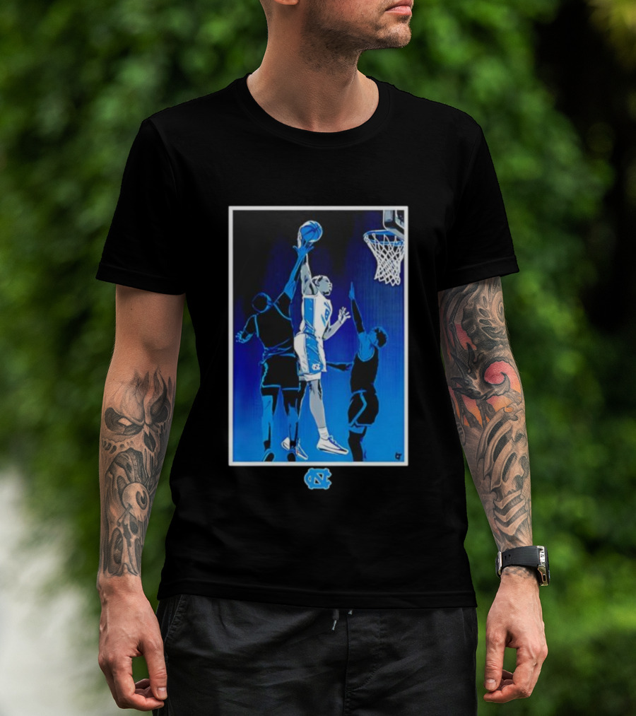University Of North Carolina Basketball Caleb Wilson Player With UNC Logo T-Shirt