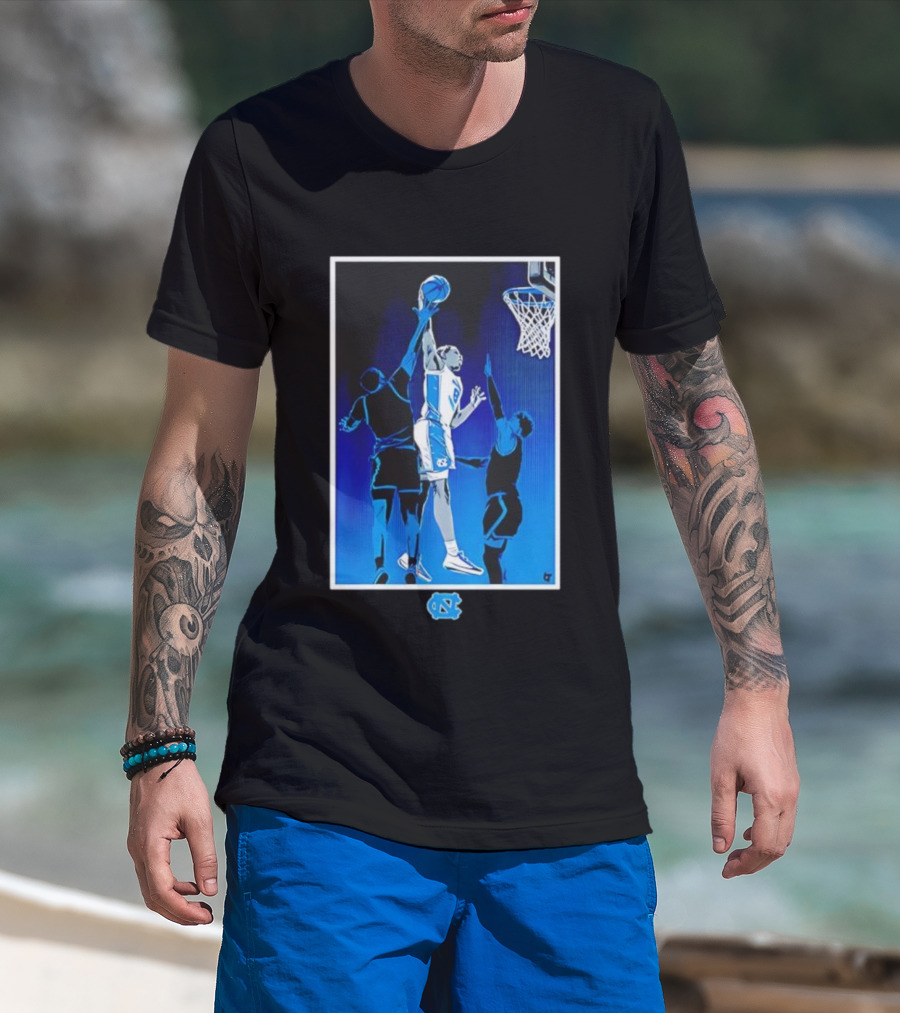 University Of North Carolina Basketball Caleb Wilson Player With UNC Logo T-Shirt
