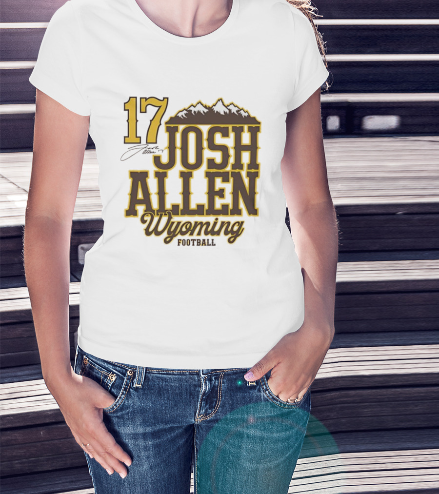 Buffalo Bills 17 Josh Allen Wyoming Signature Mountains T-Shirt