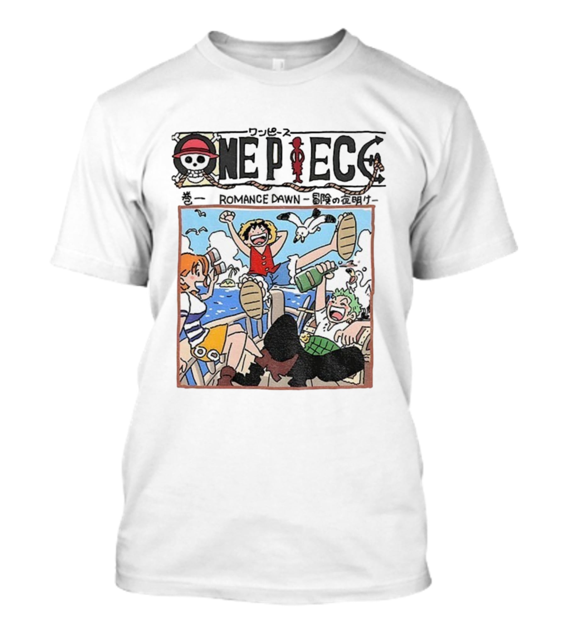 One Piece Monkey D. Luffy Romance Dawn Japanese Cartoon Adventure T-Shirt