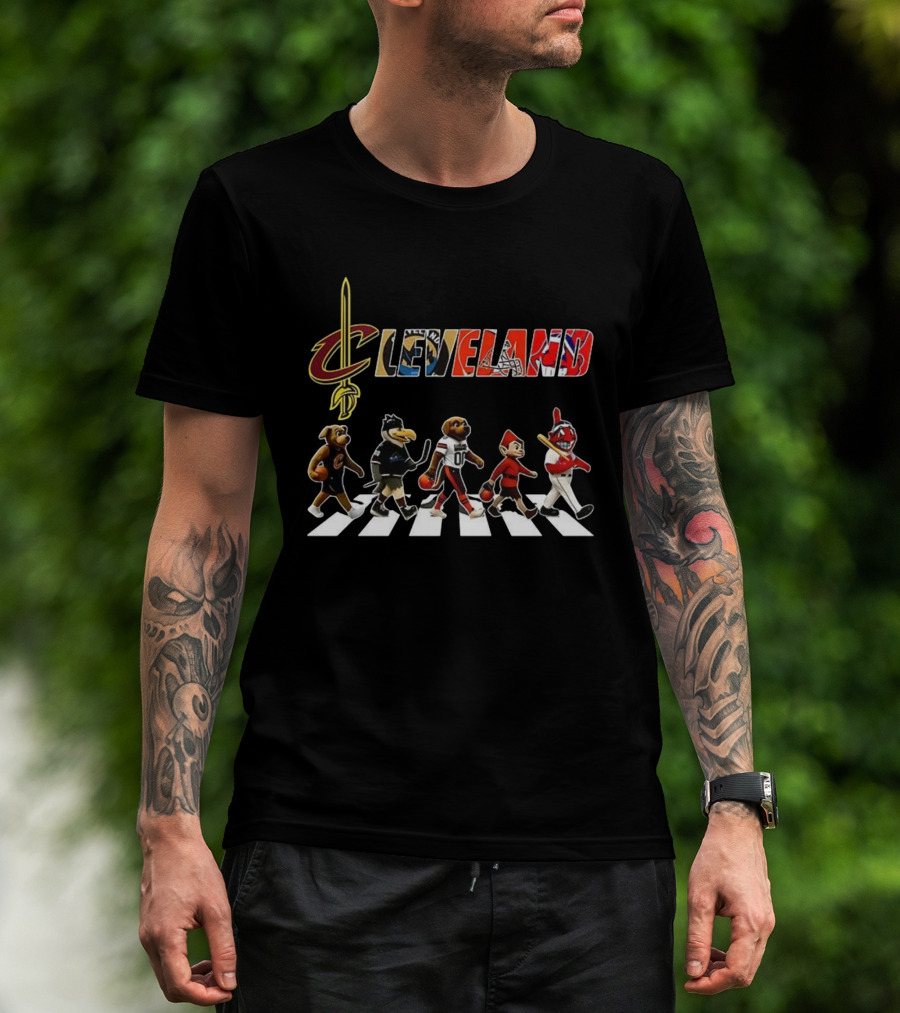 Cleveland Cavaliers Browns Indians Mascots Abbey Road Style T-Shirt