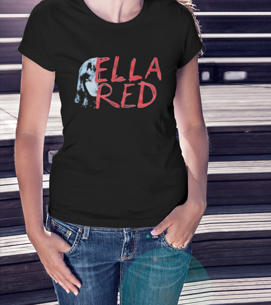 Ella Red Face Stylish Graphic Text Design T-Shirt