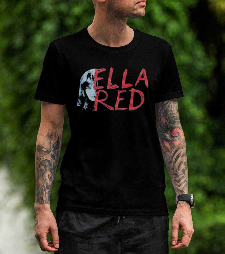 Ella Red Face Stylish Graphic Text Design T-Shirt