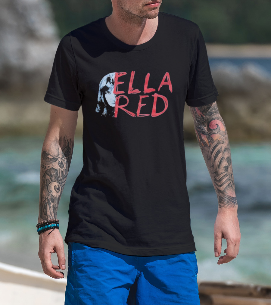 Ella Red Face Stylish Graphic Text Design T-Shirt