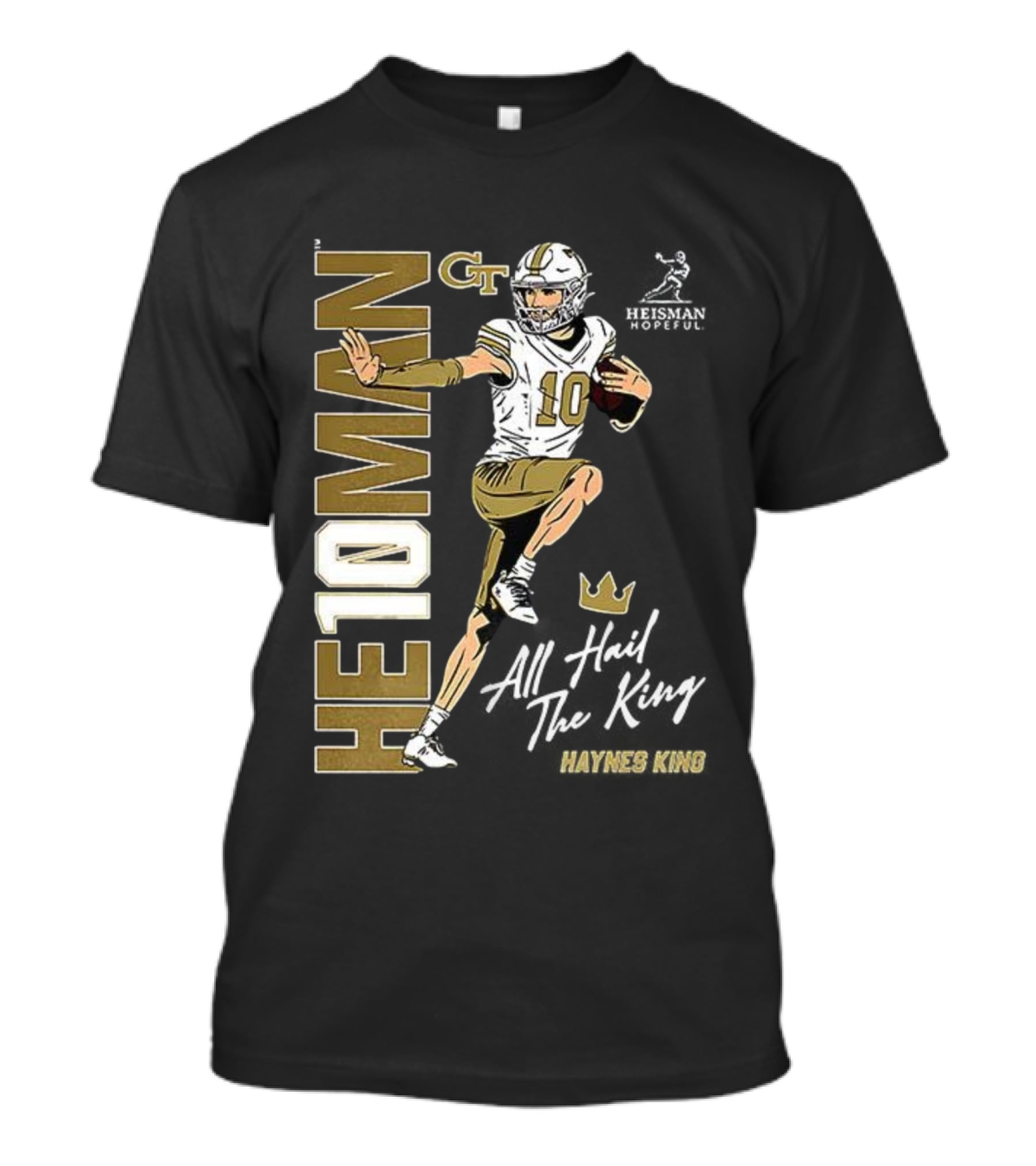 HE10MAN Haynes King GT Georgia Tech Yellow Jackets Football Quarterback T-Shirt