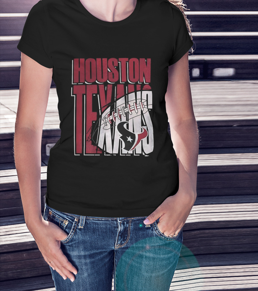 Houston Texans Red White Football Star Emblem T-Shirt