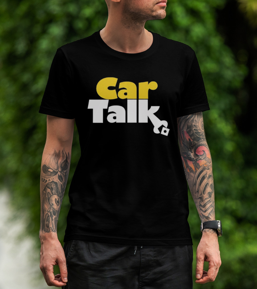 Car Talk NPR Show Logo Yellow And White Text With Wrench Symbol T-Shirt