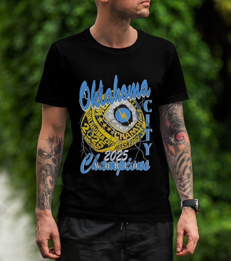 Oklahoma City Thunder Basketball Champions 2025 Victory Ring Sports Logo T-Shirt