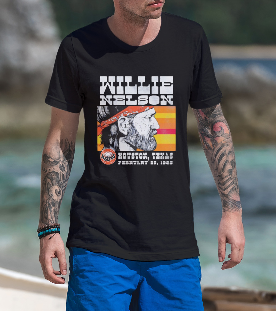 Willie Nelson Astros Houston Baseball 1985 Vintage Retro Style T-Shirt