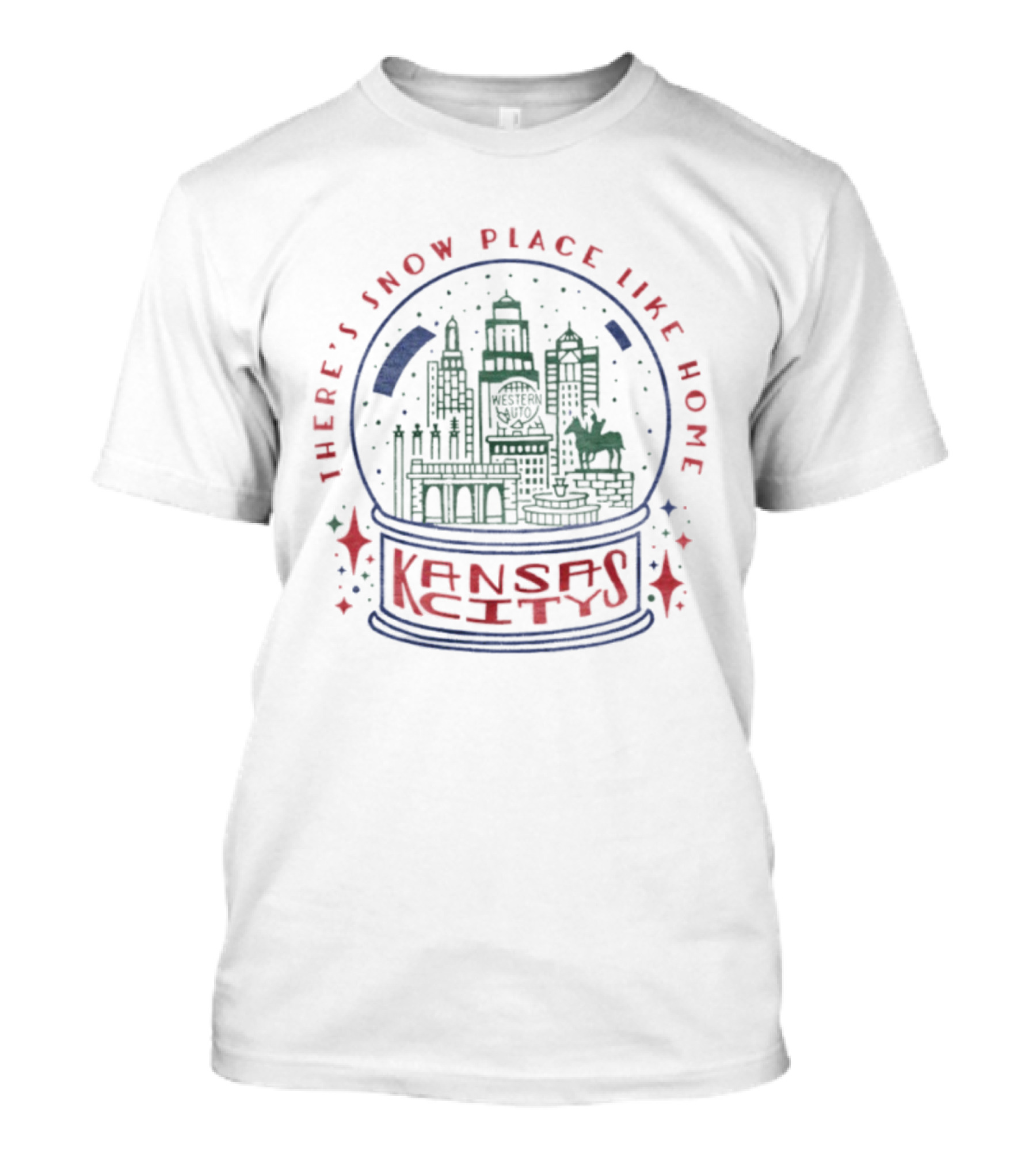 There's Snow Place Like Kansas City Home Snow Globe Scene T-Shirt