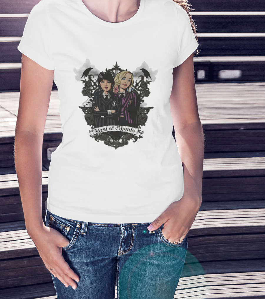 Wednesday Addams Enid Sinclair Best Of Ghouls Collage T-Shirt