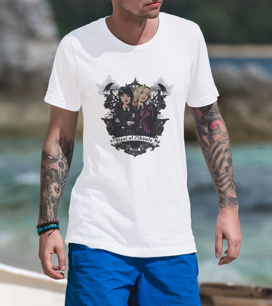 Wednesday Addams Enid Sinclair Best Of Ghouls Collage T-Shirt