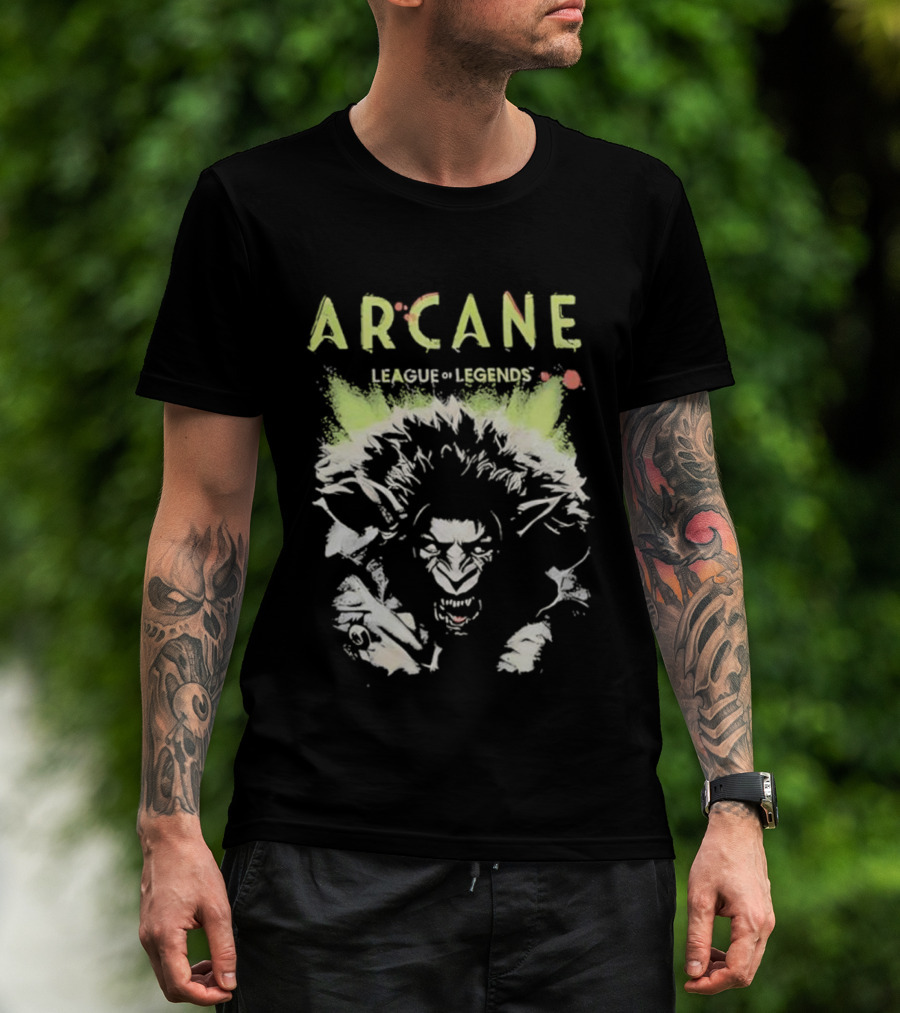 Arcane League Of Legends Ekko Screaming Face Graphic T-Shirt