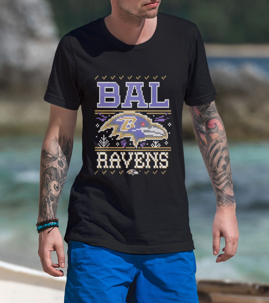 BAL Ravens Holiday Knit Style T-Shirt