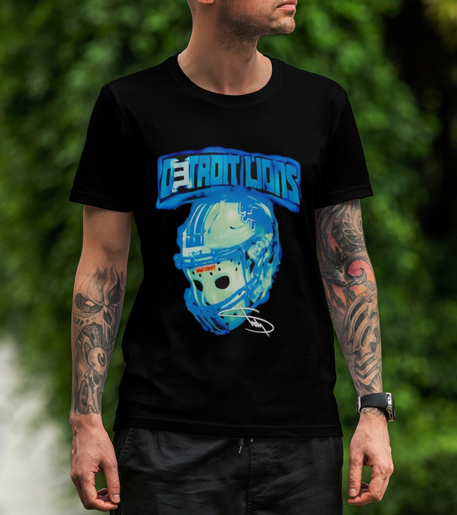 Detroit Lions Drip Helmet Signature Thanksgiving T-Shirt