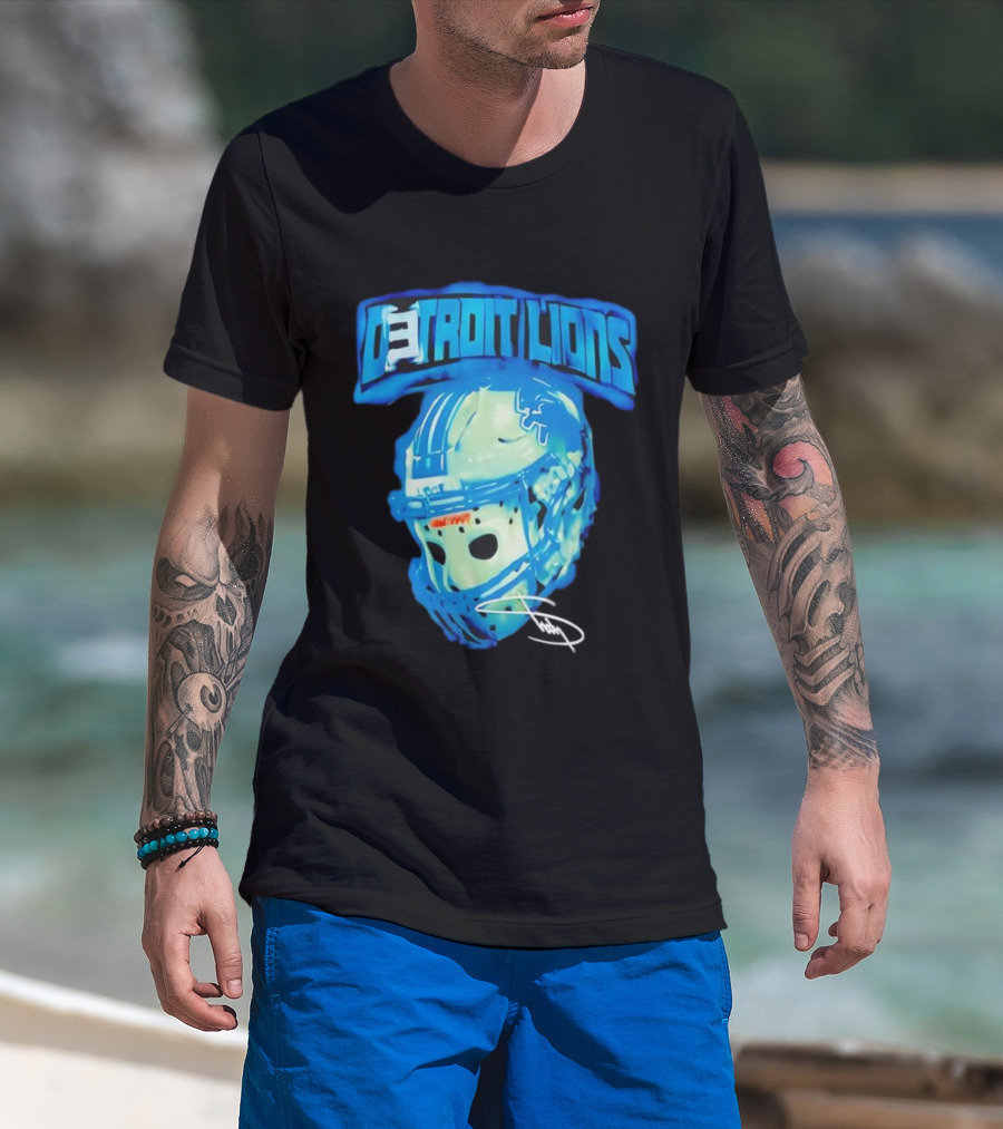 Detroit Lions Drip Helmet Signature Thanksgiving T-Shirt