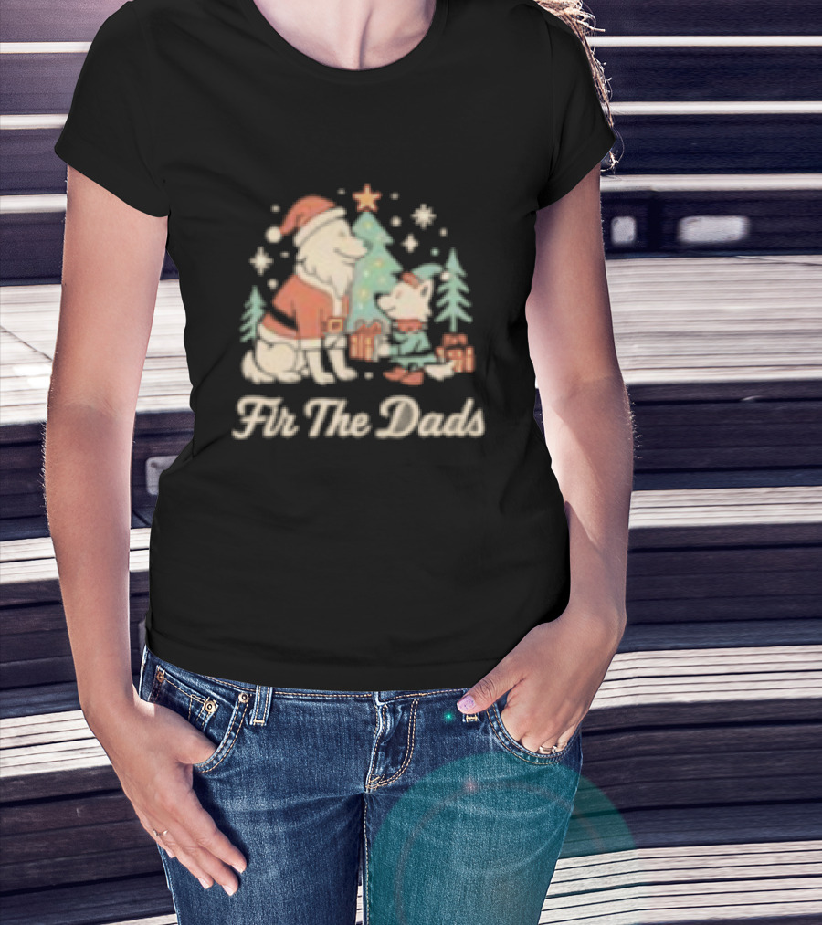 Fir The Dads Christmas Wolves Santa And Elf T-Shirt