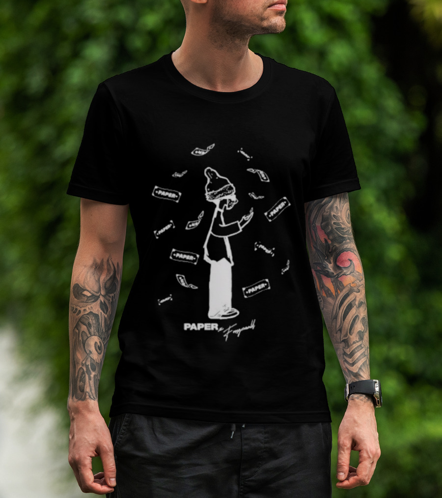 Foos Gone Wild Paper Cartoon Character With Money Black T-Shirt