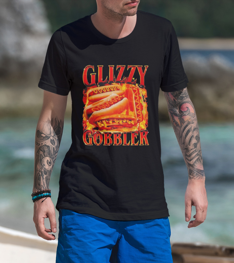 Glizzy Gobbler Hotdog Flamethrower Feast T-Shirt