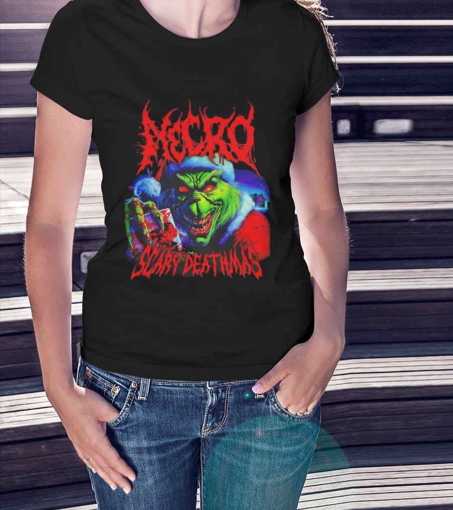 Necro Grinch Scary Deathmas Holiday Horror T-Shirt